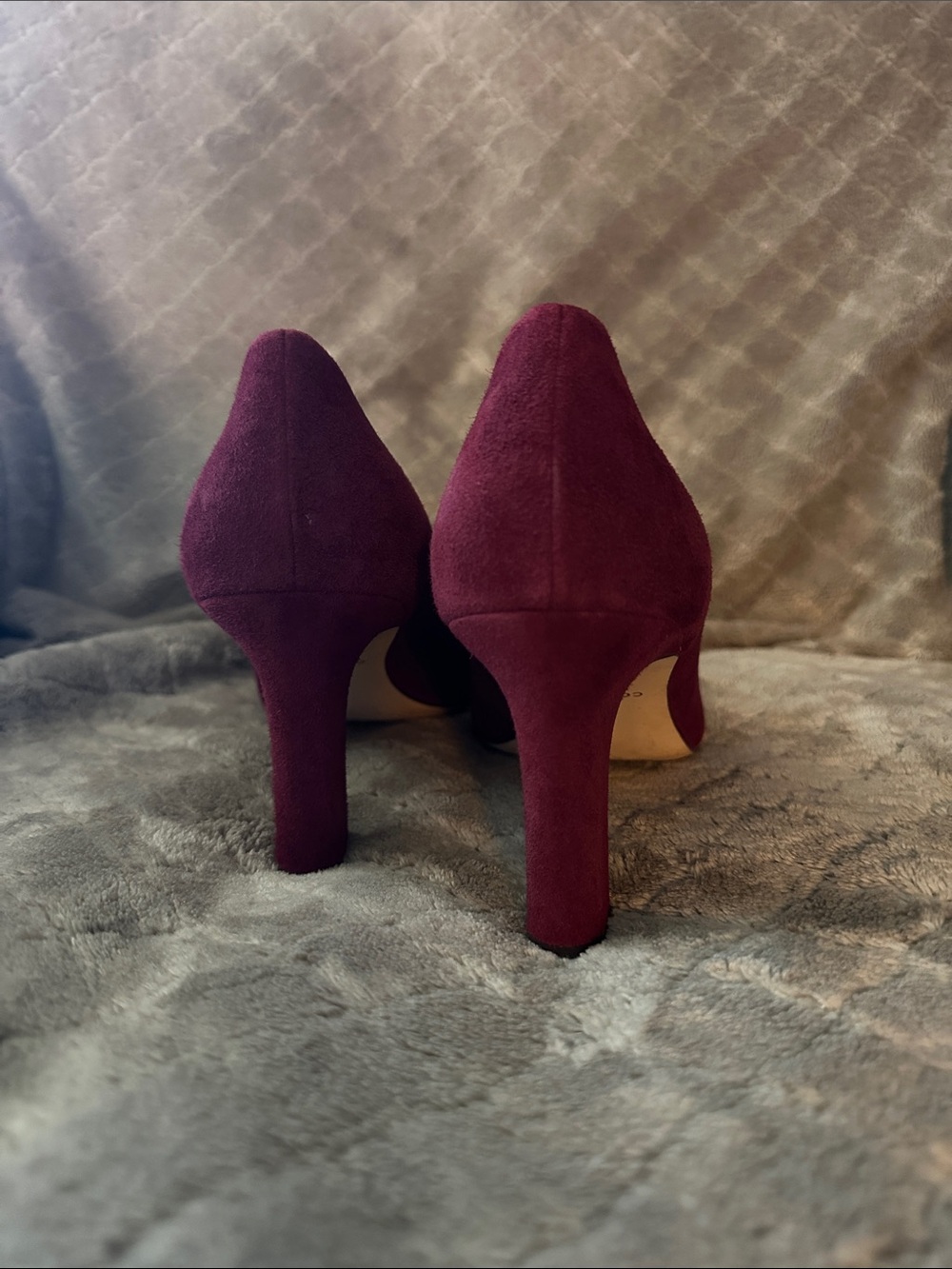 Cole Haan Burgundy Suede Pointed Toe Pumps - Picture 3 of 7
